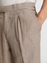 Reiss Brown Walk Formal Puppytooth Check Slim Fit Trousers - Image 6 of 6