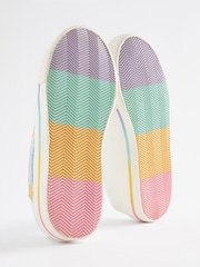 White Rainbow Embellished Standard Fit (F) Lace-Up Trainers - Image 5 of 5