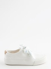 White Floral Lace Canvas Trainers - Image 2 of 6
