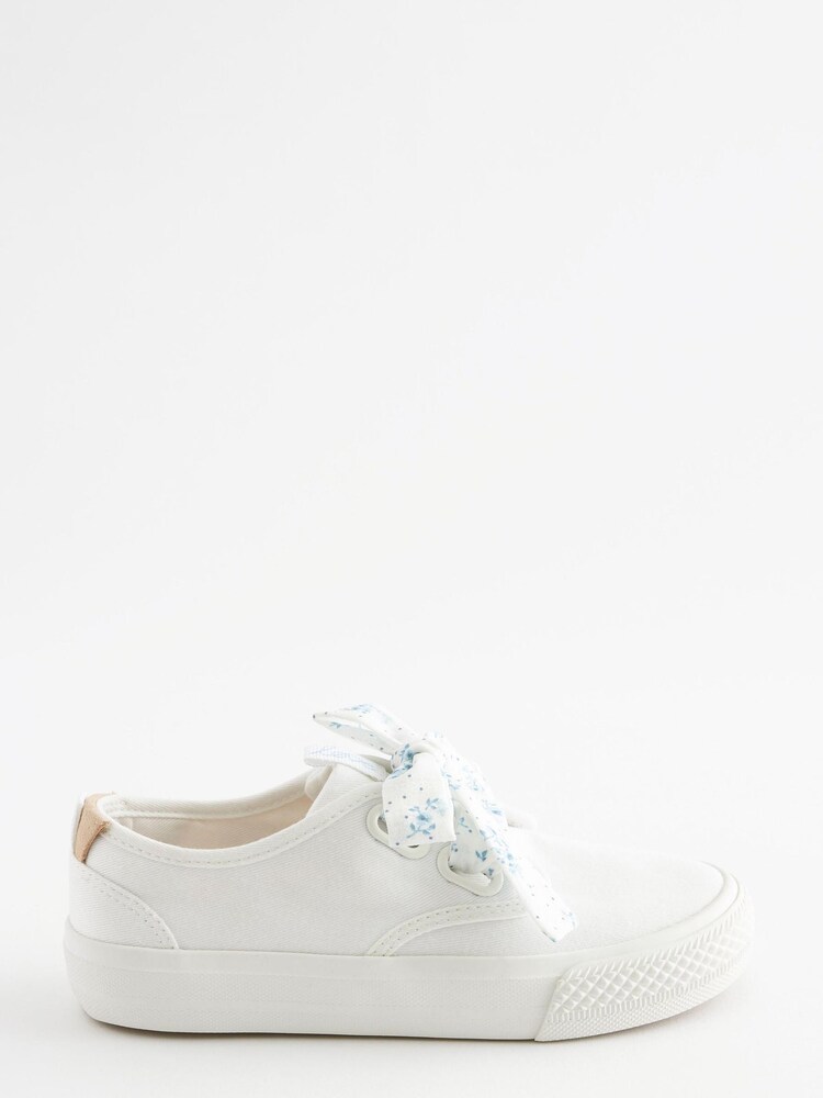 White Floral Lace Canvas Trainers - Image 2 of 6