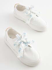 White Floral Lace Canvas Trainers - Image 3 of 6