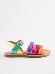 Regenbogen, Metallic-Leder, mehrere Riemen - Riemchensandalen - Bild 2 von 6