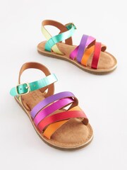 Regenbogen, Metallic-Leder, mehrere Riemen - Riemchensandalen - Bild 3 von 6
