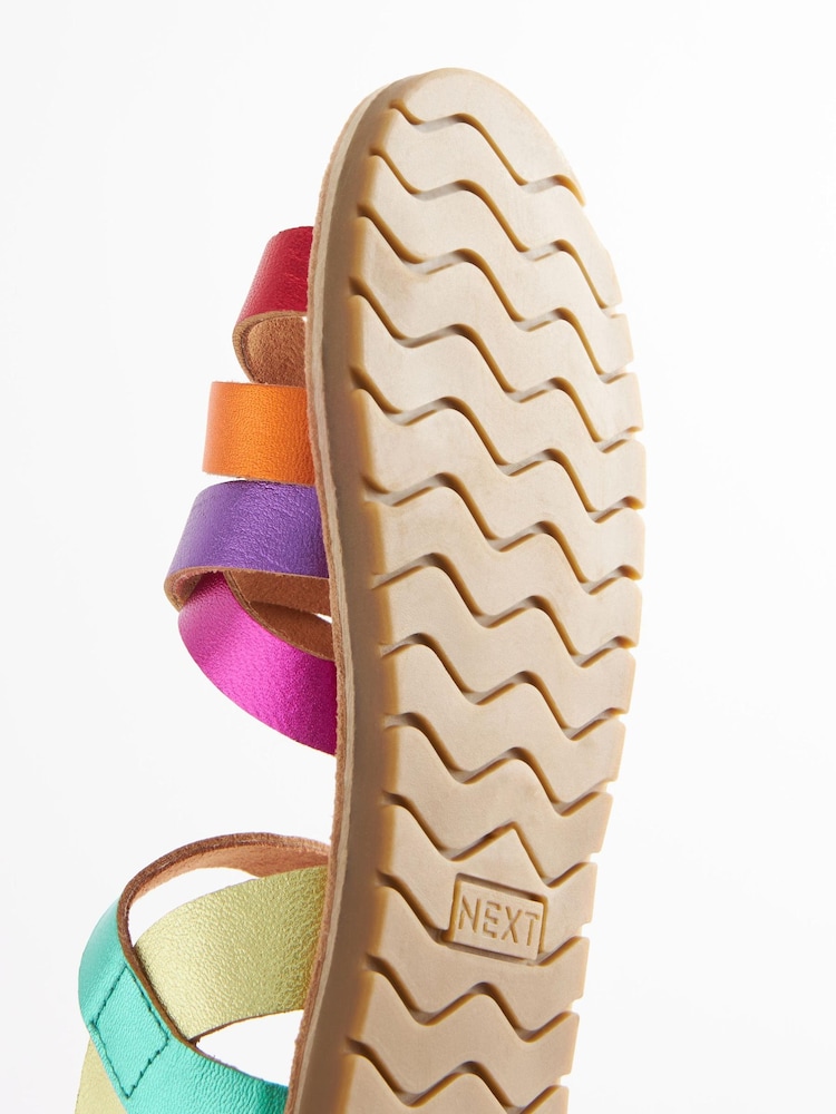 Rainbow Metallic Leather Multi Strap Leather Sandals - Image 6 of 6 Rainbow Metallic Leather Multi Strap Leather Sandals - Image 6 of 6
