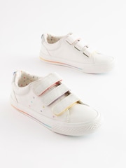 White Rainbow Hearts Embroidered Standard Fit (F) Touch Fastening Trainers - Image 1 of 6
