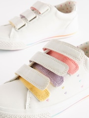 White Rainbow Hearts Embroidered Standard Fit (F) Touch Fastening Trainers - Image 3 of 6