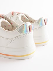 White Rainbow Hearts Embroidered Standard Fit (F) Touch Fastening Trainers - Image 4 of 6
