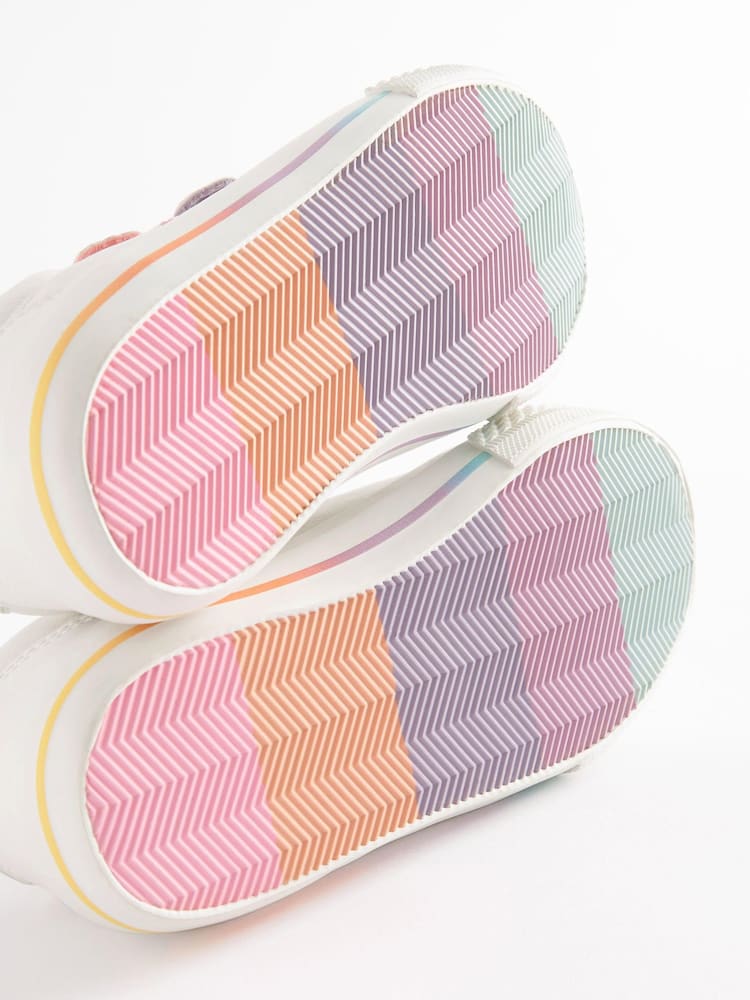 White Rainbow Hearts Embroidered Standard Fit (F) Touch Fastening Trainers - Image 6 of 6