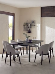 Black Bronx Oak Effect Rectangle 6 to 8 Seater Extending Dining Table - Image 2 of 9