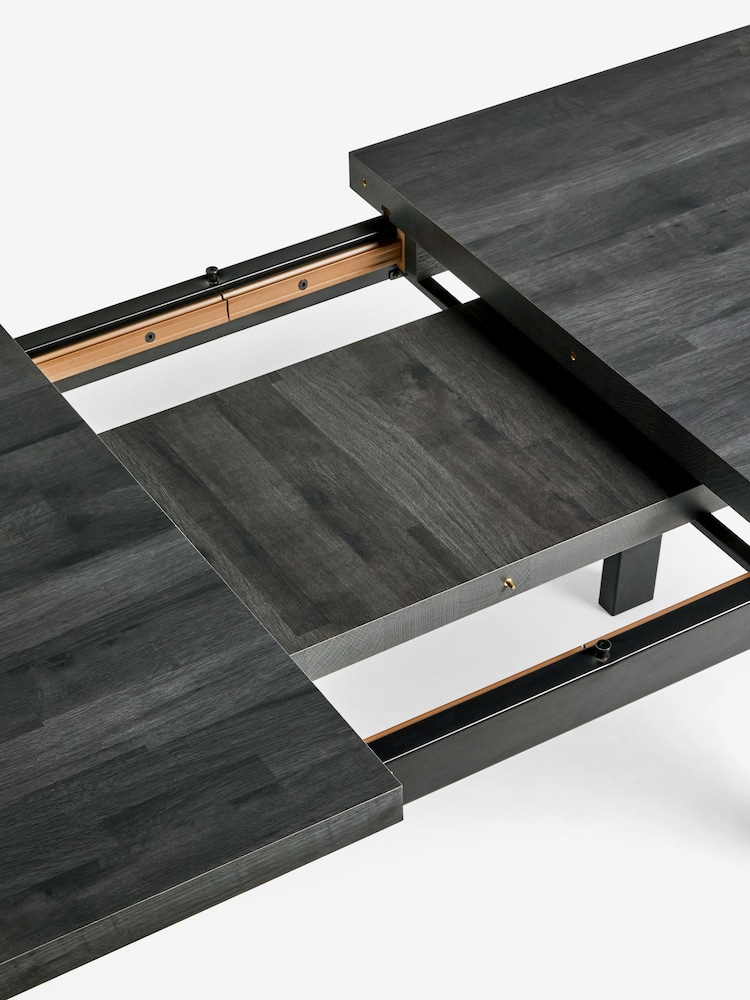 Black Bronx Oak Effect Rectangle 6 to 8 Seater Extending Dining Table - Image 9 of 9