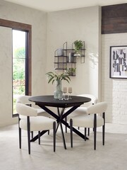 Black Bronx Oak Effect Round 4 to 6 Seater Extending Dining Table - Image 1 of 7