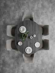 Black Bronx Oak Effect Round 4 to 6 Seater Extending Dining Table - Image 2 of 7