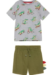 M&Co Green Crocodile T-Shirt And Shorts - Image 1 of 2