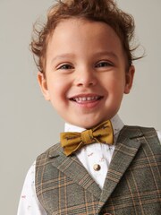 Коричневый в клетку - Жилет с рубашкой и галстуком-бабочка (3mths-7yrs) - Изображение 4 из 6
