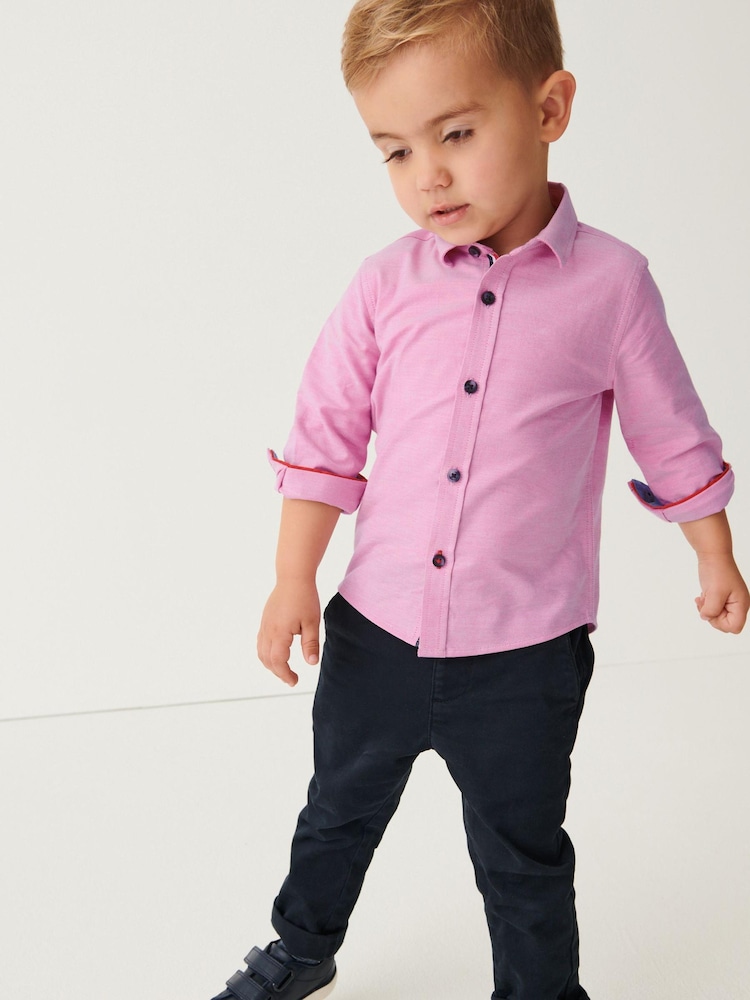 Pink Long Sleeve Trimmed Oxford Shirt (3mths-7yrs) - Image 1 of 7