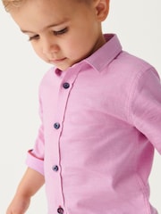Pink Long Sleeve Trimmed Oxford Shirt (3mths-7yrs) - Image 3 of 7