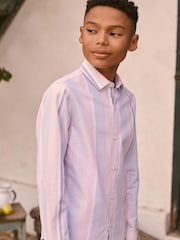 Pink and Blue Vertical Stripe Long Sleeve Shirt (3mths-16yrs) - Image 1 of 6