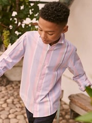 Pink and Blue Vertical Stripe Long Sleeve Shirt (3mths-16yrs) - Image 2 of 6