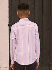 Pink and Blue Vertical Stripe Long Sleeve Shirt (3mths-16yrs) - Image 4 of 6
