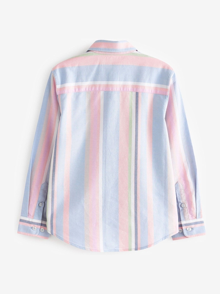 Pink and Blue Vertical Stripe Long Sleeve Shirt (3mths-16yrs) - Image 6 of 6