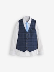 Gilet à carreaux bleus, Ensemble Blanc Chemises & Cravate - Gilet (12mths-16yrs) - Image 1 de 2