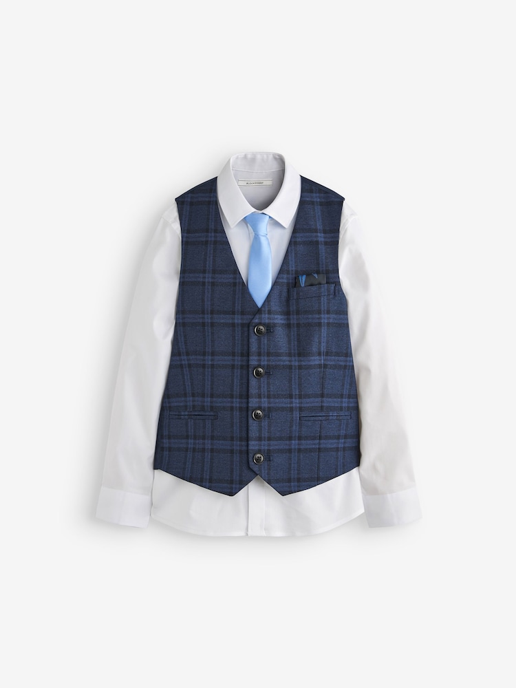 Gilet à carreaux bleus, Ensemble Blanc Chemises & Cravate - Gilet (12mths-16yrs) - Image 1 de 2