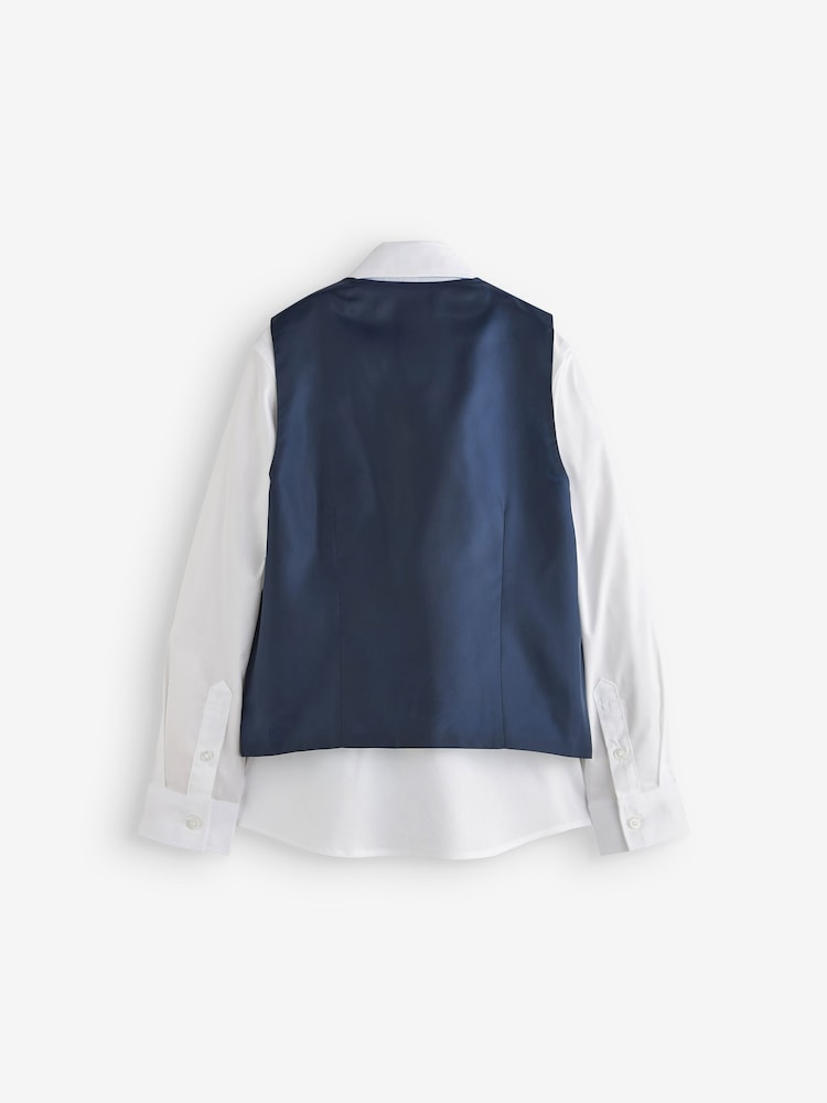 Gilet à carreaux bleus, Ensemble Blanc Chemises & Cravate - Gilet (12mths-16yrs) - Image 2 de 2