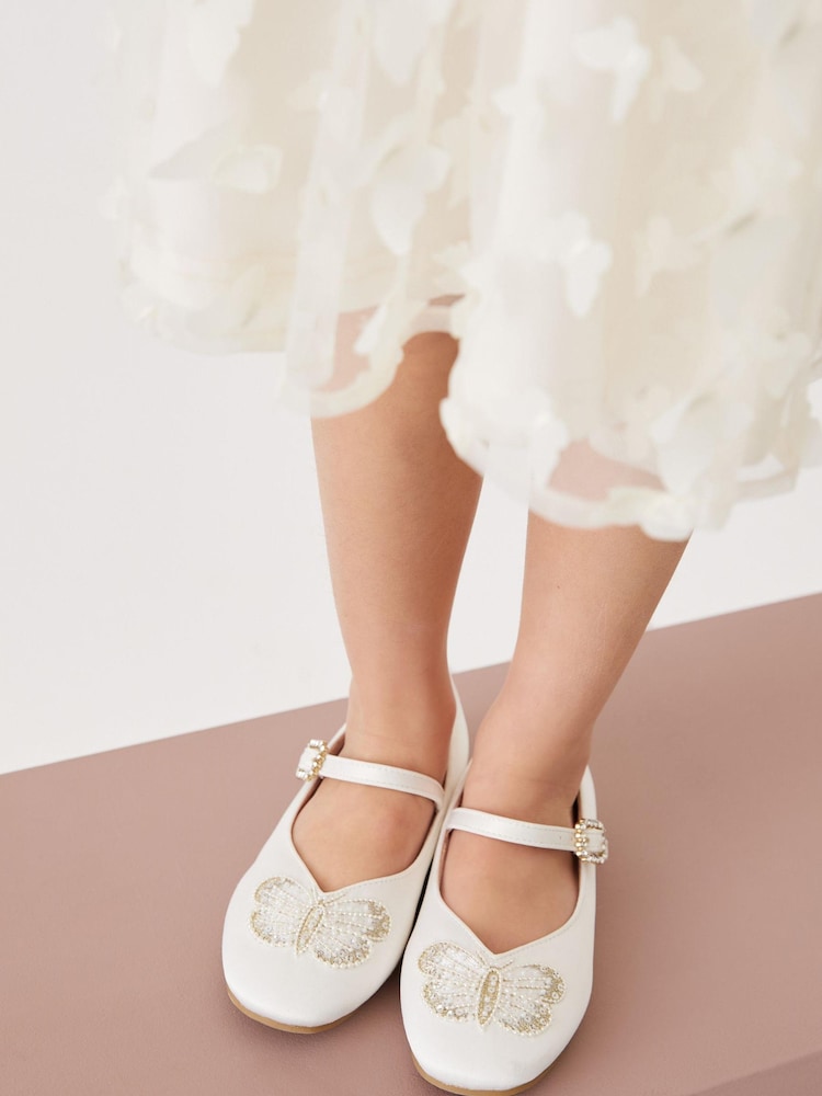 Ivory Satin Embellished Mary Jane Occasion Shoes - Image 2 of 6