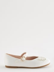 Ivory Satin Embellished Mary Jane Occasion Shoes - Image 3 of 6