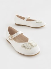 Ivory Satin Embellished Mary Jane Occasion Shoes - Image 4 of 6
