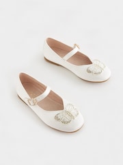 Ivory Satin Embellished Mary Jane Occasion Shoes - Image 5 of 6