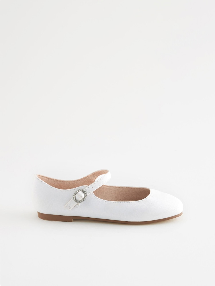 Białe satynowe (plamoodporne) - Buty na specjalne okazje Mary Jane z kwadratowym noskiem - Image 3 of 6