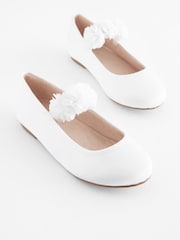 White Standard Fit (F) Stain Resistant Corsage Flower Occasion Shoes - Image 1 of 5