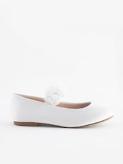 White Standard Fit (F) Stain Resistant Corsage Flower Occasion Shoes - Image 2 of 5