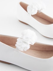 White Standard Fit (F) Stain Resistant Corsage Flower Occasion Shoes - Image 3 of 5