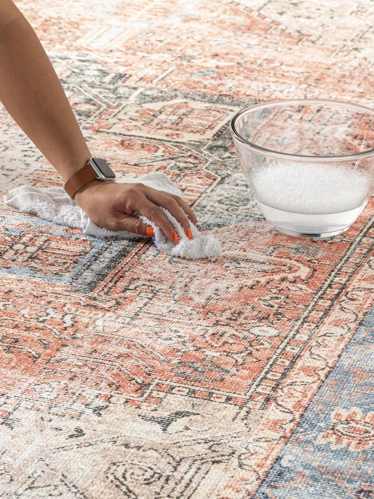 LIVABLISS Red Amelie Vintage Traditional Washable Rug - Image 4 of 4 LIVABLISS Red Amelie Vintage Traditional Washable Rug - Image 4 of 4