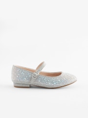 Silver Jewelled Standard Fit (F) Mary Jane Occasion Shoes - Image 1 of 5