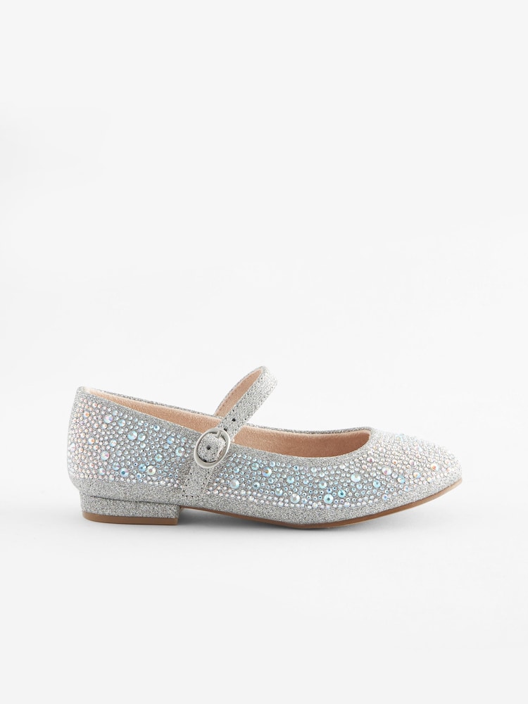 Silber, Schmucksteine - Festliche Mary-Jane-Schuhe - Bild 1 von 5 Silber, Schmucksteine - Festliche Mary-Jane-Schuhe - Bild 1 von 5