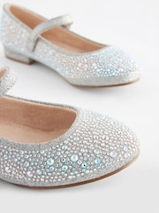 Silver Jewelled Standard Fit (F) Mary Jane Occasion Shoes - Image 2 of 5
