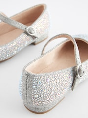 Silver Jewelled Standard Fit (F) Mary Jane Occasion Shoes - Image 3 of 5