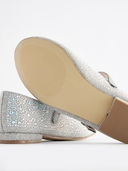 Silver Jewelled Standard Fit (F) Mary Jane Occasion Shoes - Image 4 of 5