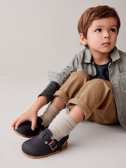 Black Leather Slip-On Clog Mules - Image 3 of 10