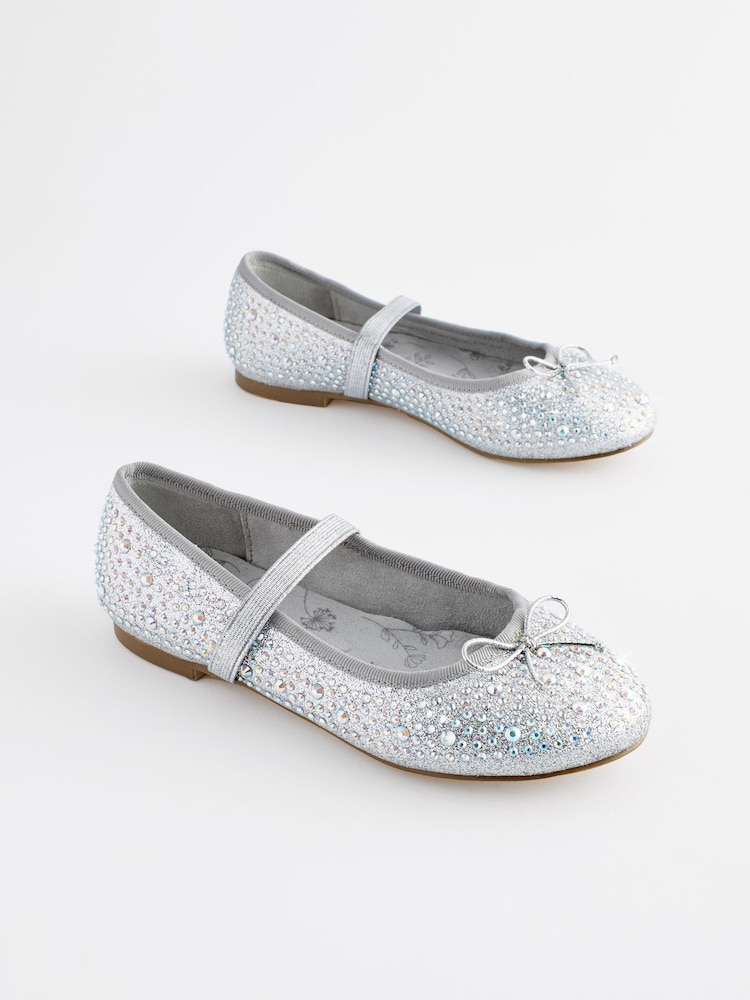 Silber - Mary Jane-Schuhe für besondere Anlässe mit Schmucksteinbesatz - Bild 1 von 6 Silber - Mary Jane-Schuhe für besondere Anlässe mit Schmucksteinbesatz - Bild 1 von 6