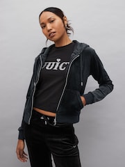 Negru - Hanorac din velur cu fermoar întreg Juicy Couture Femei Robertson - Image 1 of 3
