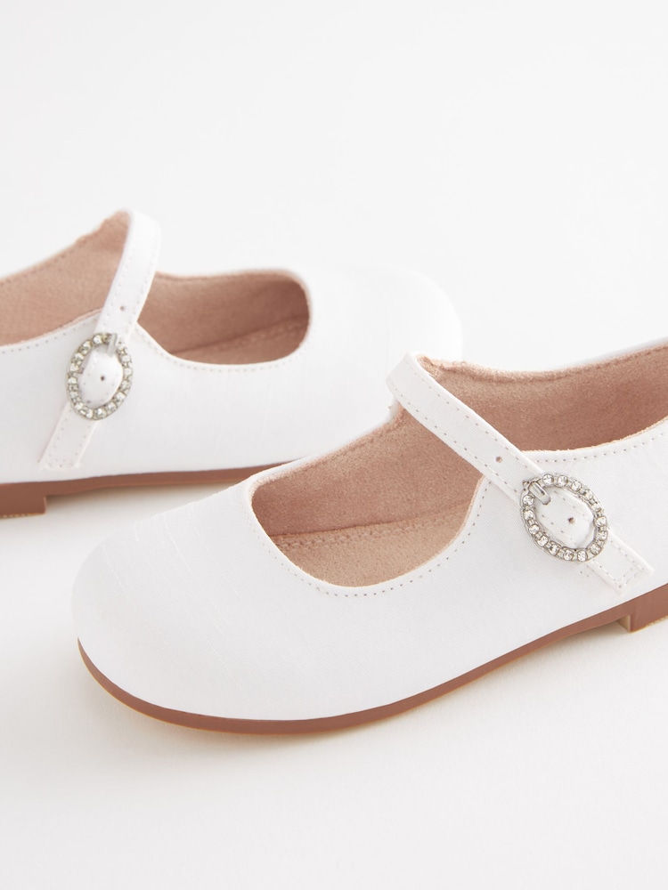 White Stain Resistant Satin Standard Fit (F) Bridesmaid Collection Mary Jane Occasion Shoes - Image 1 of 3