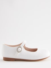 White Stain Resistant Satin Standard Fit (F) Bridesmaid Collection Mary Jane Occasion Shoes - Image 2 of 3