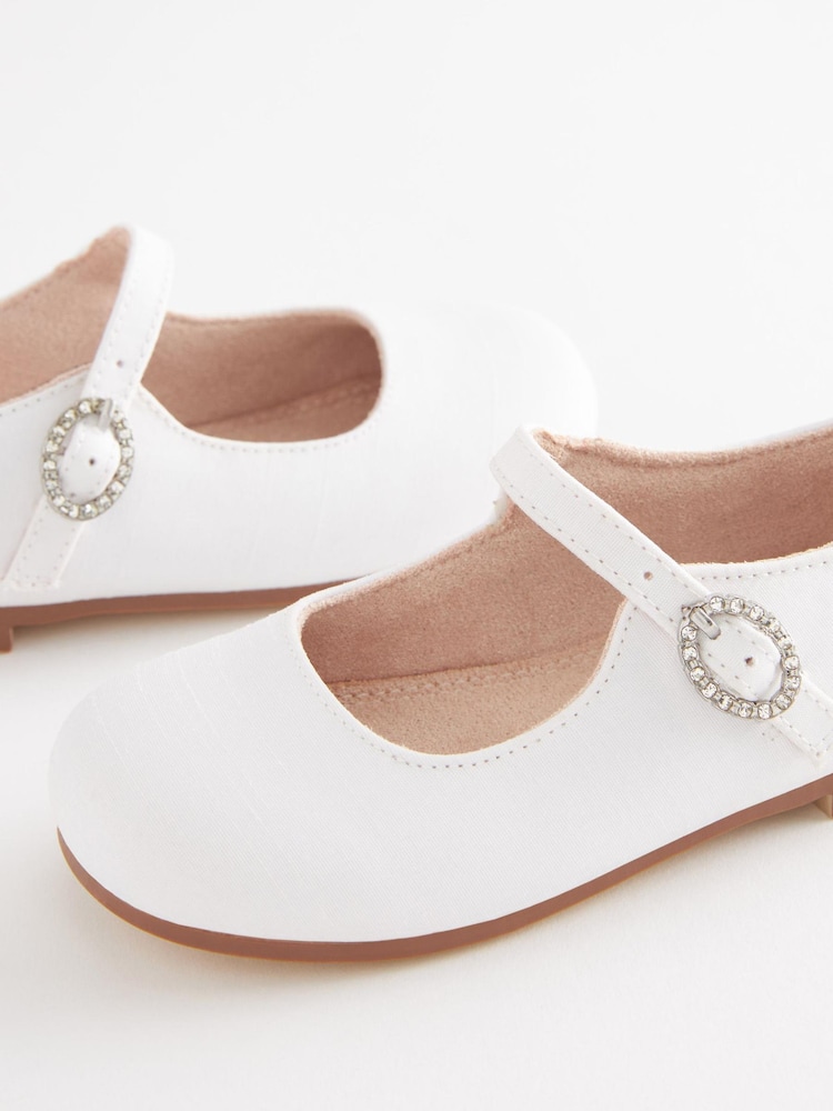 White Stain Resistant Satin Standard Fit (F) Bridesmaid Collection Mary Jane Occasion Shoes - Image 3 of 3