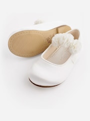 White Stain Resistant Satin Standard Fit (F) Bridesmaid Collection Corsage Mary Jane Occasion Shoes - Image 3 of 5