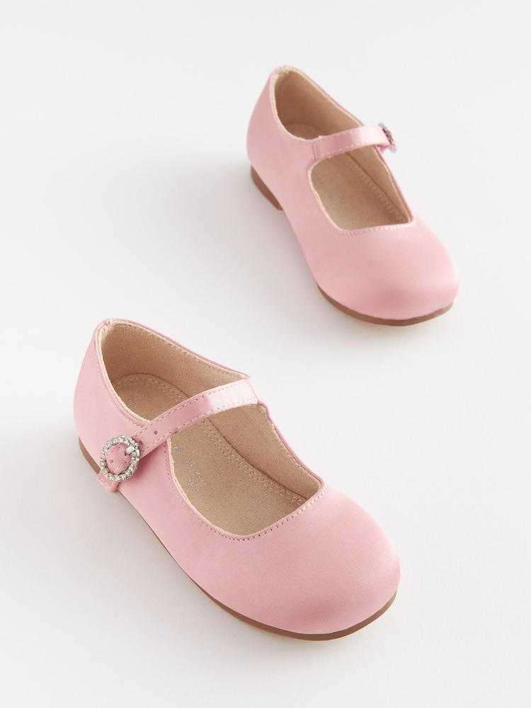 Pink Stain Resistant Satin Standard Fit (F) Bridesmaid Collection Mary Jane Occasion Shoes - Image 1 of 3