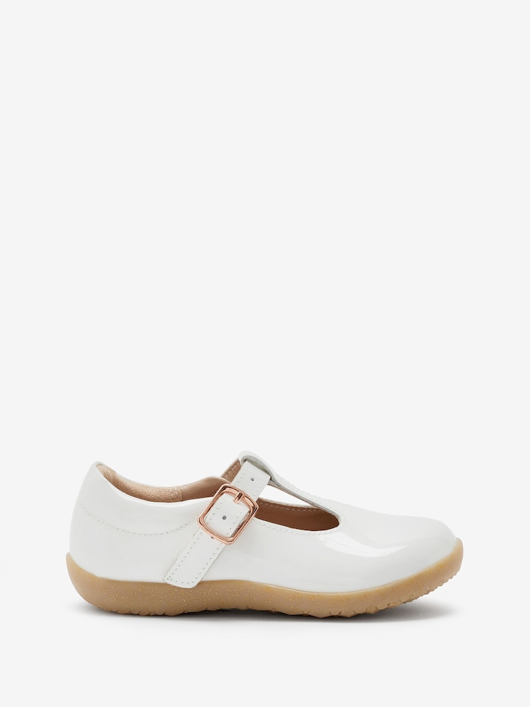 White Patent Leather T-Bar Shoes - Image 1 of 5 White Patent Leather T-Bar Shoes - Image 1 of 5